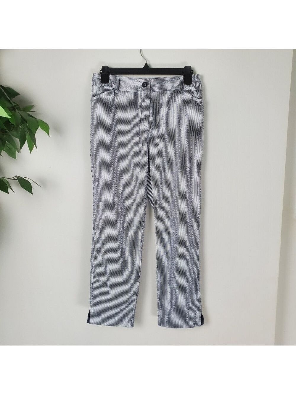 Tribal Striped Cropped Pants Navy and White Women's Size 6